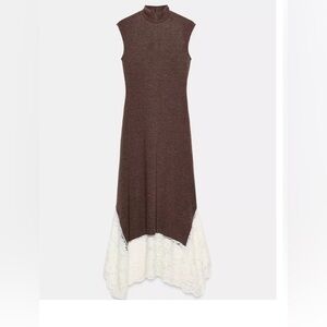 Zara Brown and Cream High Low Dress